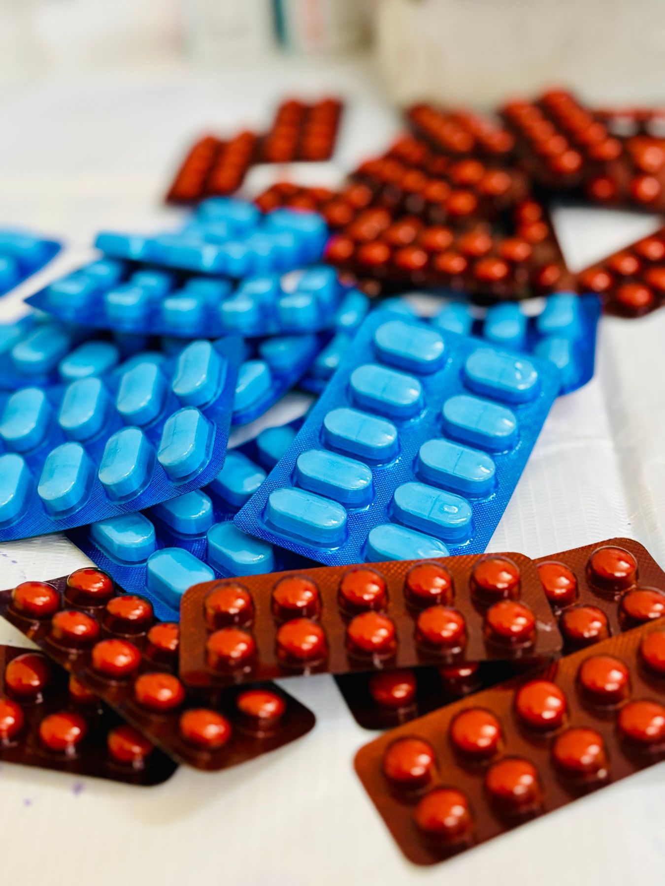 Assorted tablets in blister strips